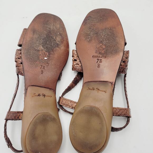 Sesto Meucci Brown Italian Leather Braided Woven Slingback Sandal Open Toe 7.5 - Picture 8 of 10